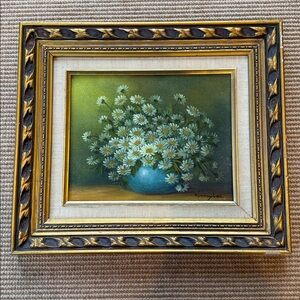 Nancy Lee Framed Daisy Still Life Painting